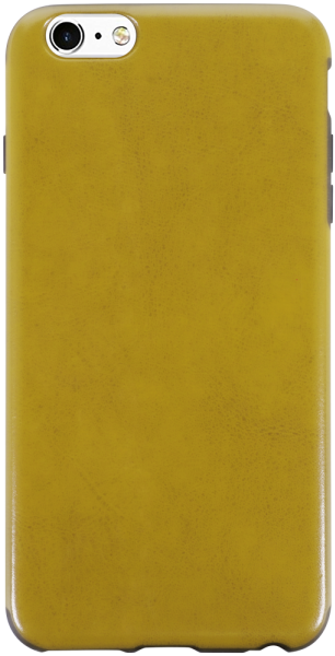 Apple iPhone 6 Plus szilikon tok fekete keret bőrhatású sárga
