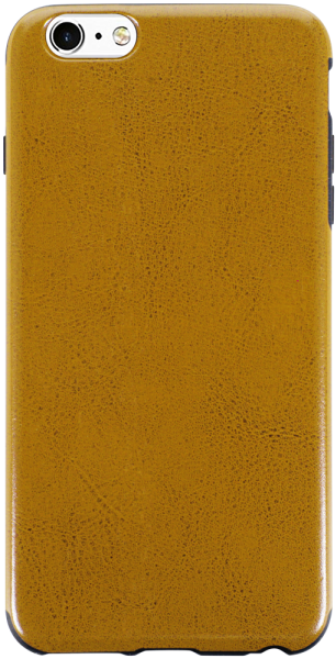 Apple iPhone 6S Plus szilikon tok fekete keret bőrhatású mustársárga