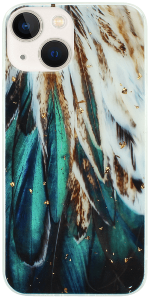 Apple iPhone 14 kemény hátlap Gold Glam Feathers