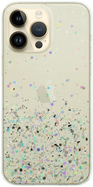 Apple iPhone 14 Pro Max kemény hátlap szilikon kerettel flitteres átlátszó