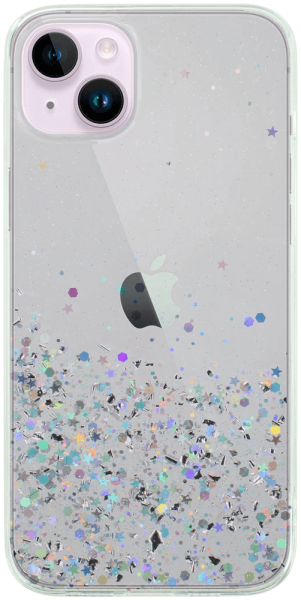 Apple iPhone 14 Plus kemény hátlap szilikon kerettel flitteres átlátszó