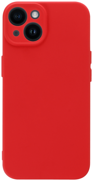 Apple iPhone 14 szilikon tok kameravédővel matt piros