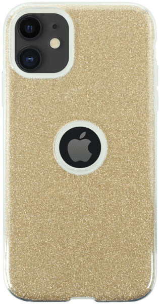 Apple iPhone 11 szilikon tok csillogó hátlap logó kihagyós arany