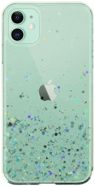 Apple iPhone 11 kemény hátlap szilikon kerettel flitteres átlátszó