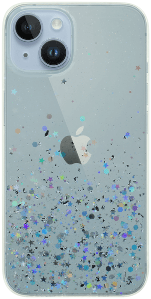 Apple iPhone 14 kemény hátlap szilikon kerettel flitteres átlátszó