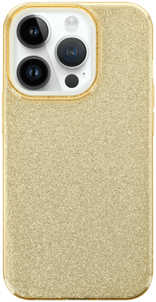 Apple iPhone 14 Pro szilikon tok kivehető ezüst csillámporos réteg halvány sárga