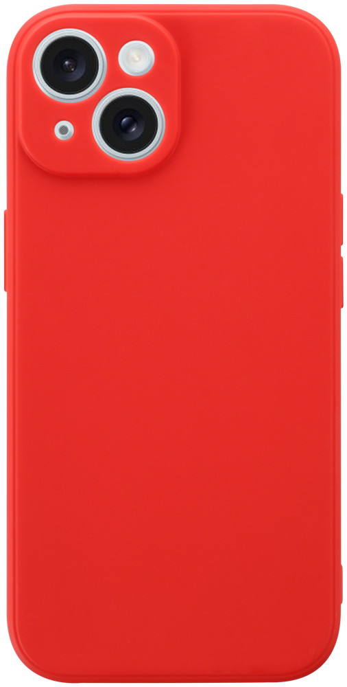 Apple iPhone 15 szilikon tok kameravédővel matt piros