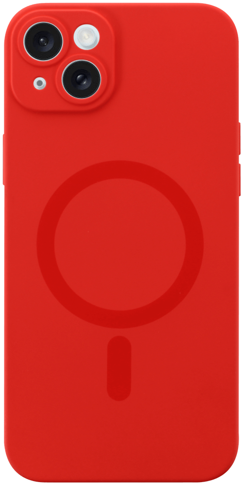 Apple iPhone 15 Plus szilikon tok gyári MagSafe kameravédővel piros