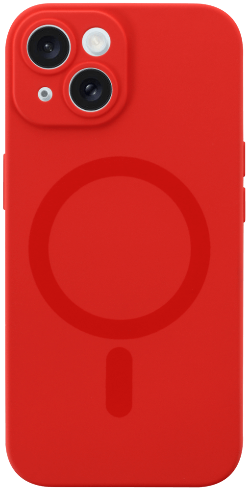 Apple iPhone 15 szilikon tok gyári MagSafe kameravédővel piros