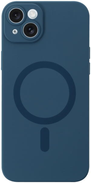 Apple iPhone 15 Plus szilikon tok gyári MagSafe kameravédővel sötétkék
