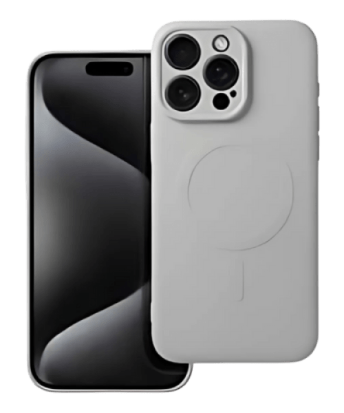 SILICONE MAG COVER tok – MagSafe kompatibilis védelem iPhone 15 Pro készülékhez világosszürke színben