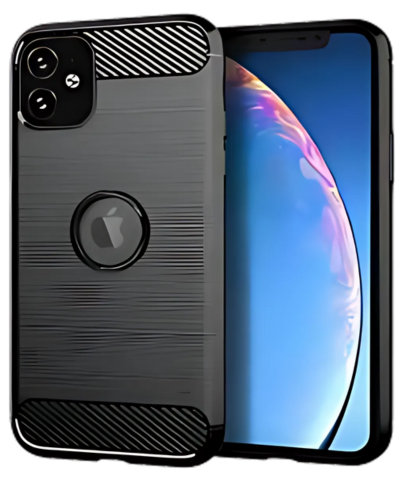 CARBON TOK iPhone 12 Mini-hez, Fekete – Elegáns és Strapabíró Védelem