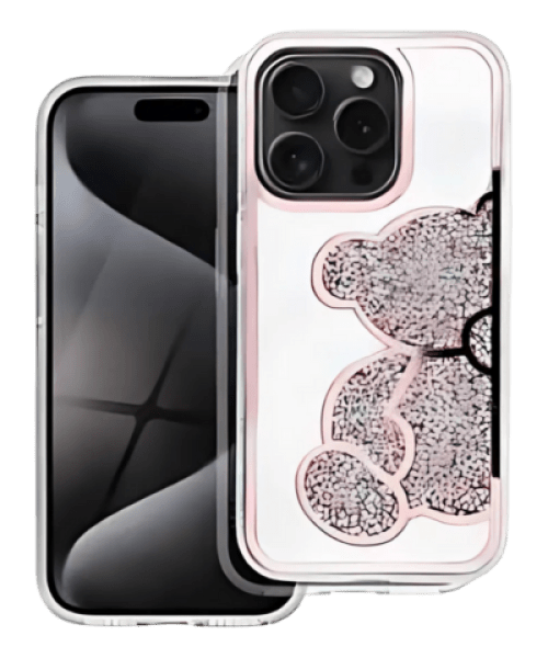 TEDDY BEAR rózsaszín tok  IPHONE 13 MINI készülékhez – Csillogó mackómintával