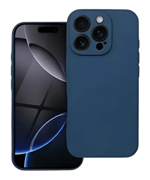 Apple iPhone 16 Pro szilikon tok kameravédővel matt sötétkék