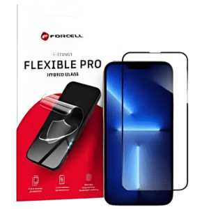 Forcell Hajlékony Nanoüveg 5D – iPhone 13 Pro Max / 14 Plus készülékhez,fekete kerettel