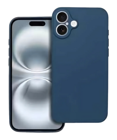 Apple iPhone 16 Plus szilikon tok kameravédővel matt sötétkék