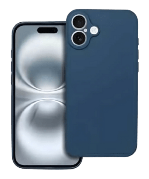 Apple iPhone 16 Plus szilikon tok kameravédővel matt sötétkék