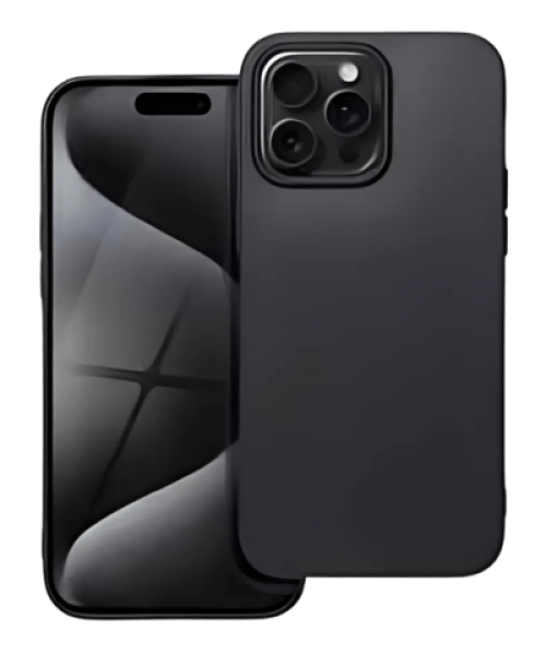 Apple iPhone 15 Pro Max szilikon tok kameravédővel matt fekete