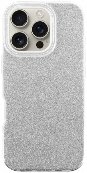 Apple iPhone 16 Pro szilikon tok csillogó hátlap ezüst