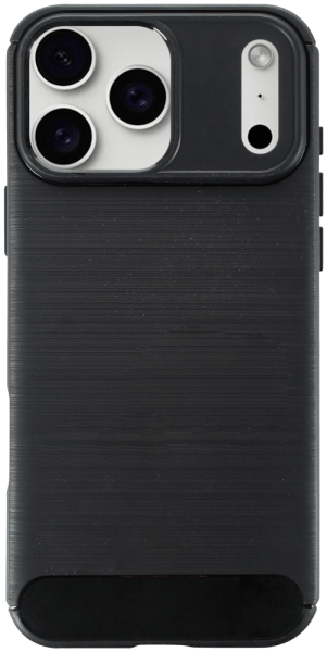 Apple iPhone 17 Pro Max ütésálló szilikon tok szálcsiszolt-karbon minta légpárnás sarok fekete