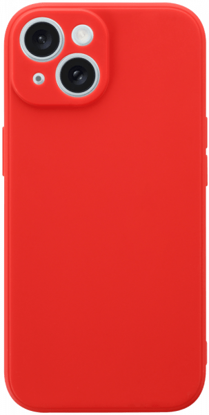 Apple iPhone 15 szilikon tok kameravédővel matt piros