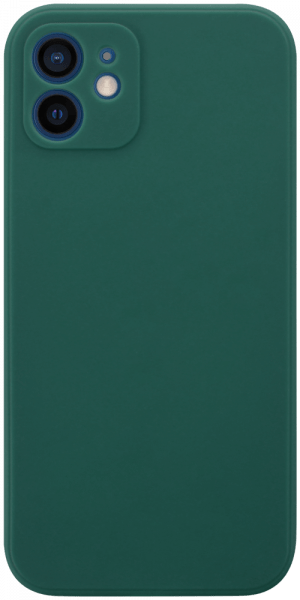 Apple iPhone 12 szilikon tok kameravédővel matt sötétzöld